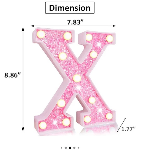 Pink Glitter LED Marquee Letter X - Picture 3 of 3